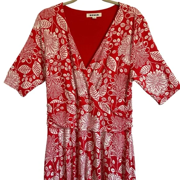 Boden Poppy Red Gardenia Jersey Dress Size 10 - Picture 5 of 13